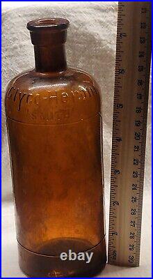 Large Embossed Martin H. Smith Co. Chemists New York Empty Amber Bottle