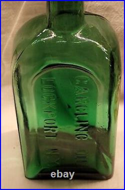 Large Lockport Green Gargling Oil Lockport New York Nice Sunken Panels