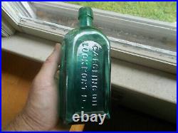 Large Size 7 1/4pretty Teal Gargling Oil Lockport, Ny Applied Lip Med Bottle