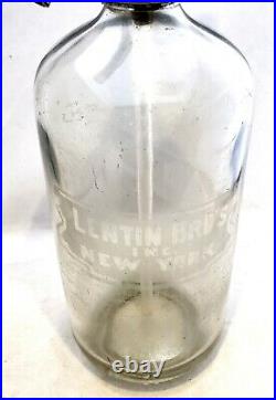 Lentin Bros Inc New York Vintage Clear Glass 26 oz SELTZER BOTTLE