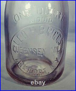 Leo H. Briggs GuerLeo H. Briggs Guernsey Milk Bottle Quart Arkport, New York