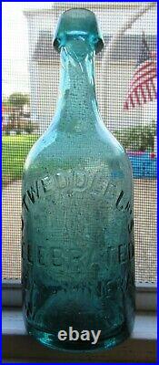 Light Blue J Tweddle Jrs 41 Barclay St Iron Pontil Blob Top NY City Soda Bottle