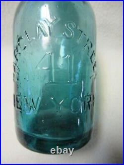 Light Blue J Tweddle Jrs 41 Barclay St Iron Pontil Blob Top NY City Soda Bottle