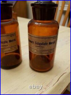 Lot of 4Antique MERCK & CO. INC. 6 Medicine Bottles Chemist New York with Labels