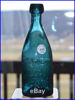 M. M. Battelle, Brooklyn, N. Y, Teal Blue, IP, 1840-60 Bottle