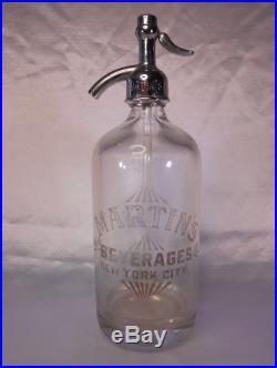 MARTIN'S Beverages New York City Antique Seltzer Bottle Czechoslovakia made