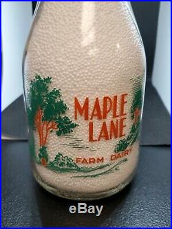 Maple Lane Dairy Moravia NY Milk bottle 1qt clean 2 color HTF RARE