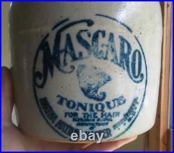 Mascaro Tonique For The Hair Rochester, Ny 1 Gallon Stoneware Jug Early 1900 Nice