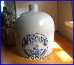 Mascaro Tonique For The Hair Rochester, Ny 1 Gallon Stoneware Jug Early 1900 Nice