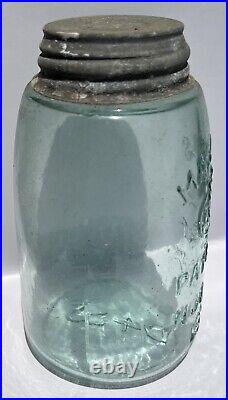 Mason's Patent Nov 30th 1858 Fruit Jar + Canning Lid Crude Bubbly NY USA 1870s