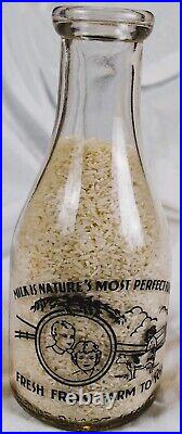 Milk Bottle Quart Patterson's Farms Watertown New York Black Label Vintage
