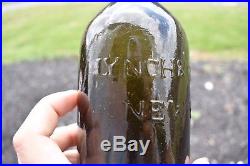 Mint 1820s Lynch & Clarke New York Mineral Water Bottle olive! Rare pontil