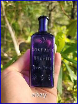 NEAT Old Deep Amethyst New York Perfume Bottle Antique Dark Purple Scent Bottle