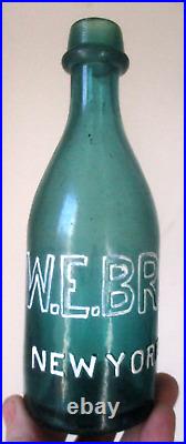 NICE TEAL COLORED HAT SODA W. E. BROCKWAY NEW YORK NICE IRON PONTIL 1850s ERA L@@K