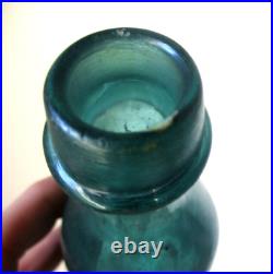 NICE TEAL COLORED HAT SODA W. E. BROCKWAY NEW YORK NICE IRON PONTIL 1850s ERA L@@K