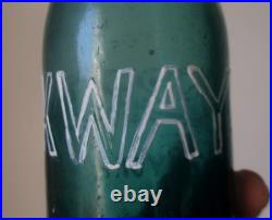 NICE TEAL COLORED HAT SODA W. E. BROCKWAY NEW YORK NICE IRON PONTIL 1850s ERA L@@K