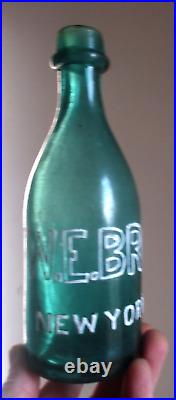 NICE TEAL COLORED HAT SODA W. E. BROCKWAY NEW YORK NICE IRON PONTIL 1850s ERA L@@K