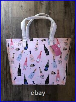 NWT Kate Spade New York Shore Street Champagne Bottles Margareta Pink Tote Bag