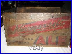 Narragansett Ri USA Ale Beer Wood Glass Bottle Art Advertising Sign Box Crate Ny