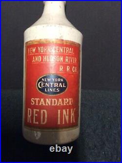 New York Central Lines Standard Red Ink Labeled Stoneware Bottle