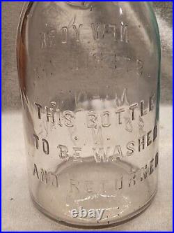 New York Sterilized Milk Co This Bottle To Be Washed And Returned Quart Tin Top