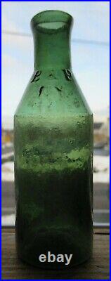 Nice Attic Mint Whittled Green Rolled Lip Lyon's Powder B & P N. Y. Poison Bottle