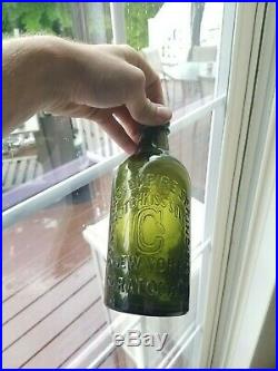 Nice Color 1870s Congress & Empire Hotchkiss Saratoga NY Mineral Water Bottle