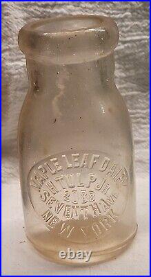 Nice Early Tin Top Maple Leaf Dairy H. Tulp Jr New york Milk Bottle No Cap Seat
