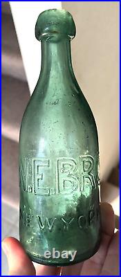 Nice Greenish Aqua Blob Soda W. E. Brockway New York Iron Pontil 1850's Era L@@k