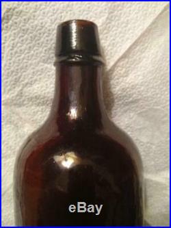 Nice Heavily Whittled Amber Star Spring Saratoga NY Mineral Spring Water Bottle