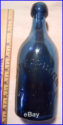 Nice Heavy Iron Pontil J & A Dearborn New York City NY Mineral Water Soda Bottle