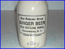 OGDENSBURG NEW YORK Stoneware Advertising Ginger Beer Bottle NY