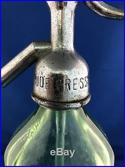 Old Czechoslovak Seltzer Bottle-joe Press-b'klyn, N. Y. Green Glass-cherry Design