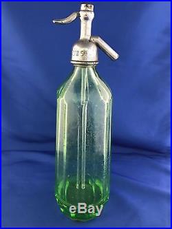 Old Czechoslovak Seltzer Bottle-joe Press-b'klyn, N. Y. Green Glass-cherry Design