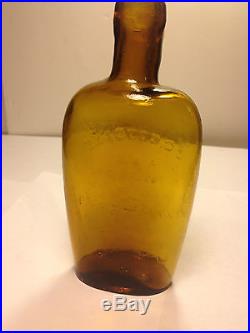 Old Yellow Amber C. C. Goodale Rochester New York Whiskey Flask 1880s Or 1890s