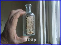 OPEN PONTIL 1850s SYRUP SQUILL UNITED SOCIETY (SHAKERS) NEW LEBANON, NY BOTTLE