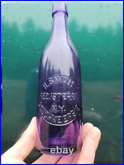 Old Deep Amethyst POUGHKEEPSIE New York Beer Bottle Old New England Liquor