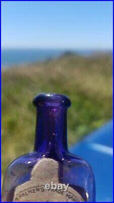 Old Deep Purple Palmer Perfume Bottle W. 2 Labels-Clean Antique New York Bottle