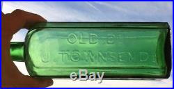 Old Dr J. Townsends Sarsaparilla New York NY Yellow Green Bottle No Pontil Rare