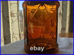 Old Scarce Size Golden Amber Kimball Rochester N. Y. Tobacco Or Cigar Jar Nice