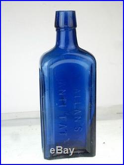 Old antique vintage bottle Blue ALLAN's ANTI FAT CURE MEDICINE BUFFALO N. Y