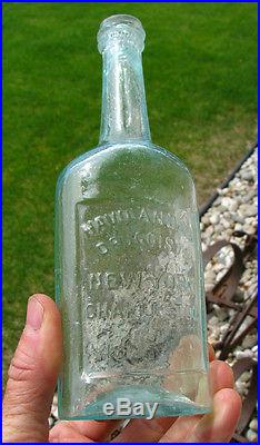 Open PONTIL neat 1840's HAVILAND DRUGGIST bottle NY CHARLESTON SC & AUGUSTA GA
