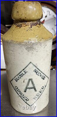 Original Antique Ceramic Stoneware'A' Double Brewed Ginger Beer Bottle NEW YORK