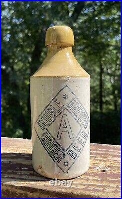 Original Antique Ceramic Stoneware'A' Double Brewed Ginger Beer Bottle NEW YORK