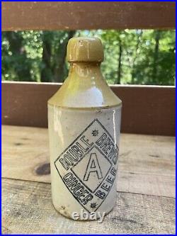 Original Antique Ceramic Stoneware'A' Double Brewed Ginger Beer Bottle NEW YORK