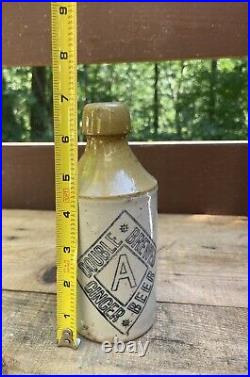 Original Antique Ceramic Stoneware'A' Double Brewed Ginger Beer Bottle NEW YORK