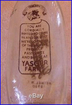 Original Vintage Woodstock Yasgur Farms Dairy Milk Bottle Bethel NY Dated 1969