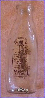 Original Vintage Woodstock Yasgur Farms Dairy Milk Bottle Bethel NY Dated 1969