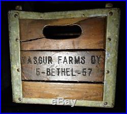 Original Yasgur Farms Dairy 1957 Wooden Milk Crate Bethel Ny Pre Woodstock Era
