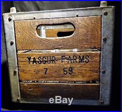 Original Yasgur Farms Dairy 1959 Wooden Milk Crate Bethel Ny Pre Woodstock Era